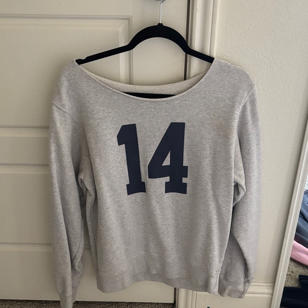 Brandy Melville Light Gray Off-the-Shoulder Sweater